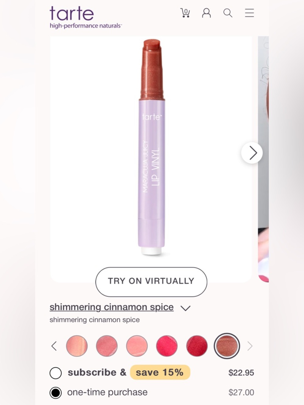 tarte Lip Vinyl Cream Stick - Shimmering Cinnamon Spice (Brown)